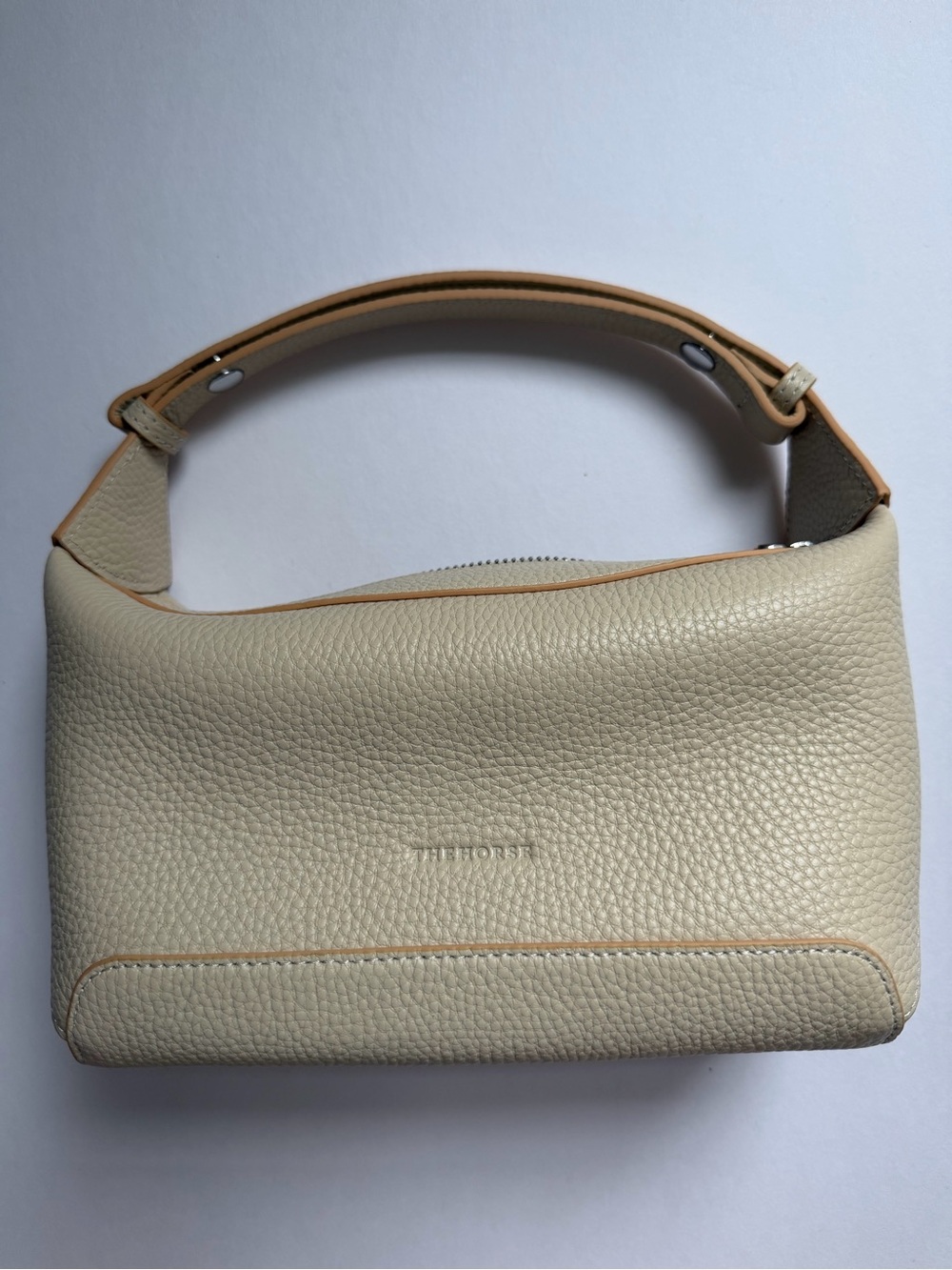 The Horse Harri Pebbled Leather Top-Handle Shoulder Bag in Oat